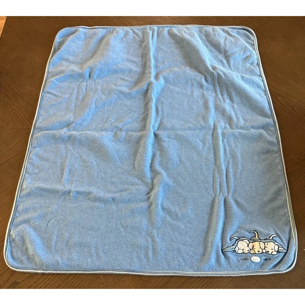 Carters Classics Puppies Puppy Dogs Blue Striped Back Baby Blanket Cotton
